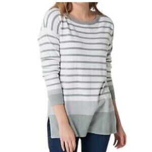 Barefoot Dreams CozyChic Knit Tunic grey stripes EUC large